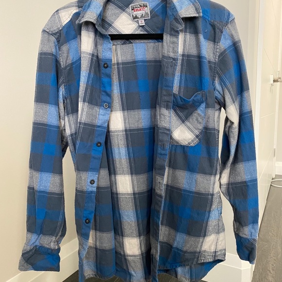 Aritzia TNA Blue Plaid Boyfriend Flannel Small - Picture 2 of 4
